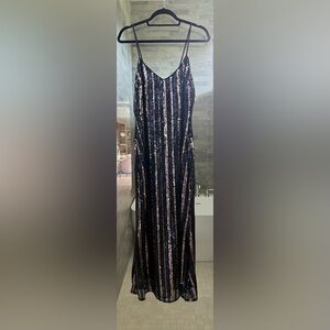 Maeve Sequin Dress in Black, Blue and Silver
